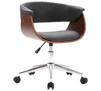 vidaXL Chaise pivotante de bureau Siège ergonomique tissu gris bois courbé