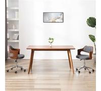 vidaXL Chaise Pivotante de Bureau Siège de Salon Ergonomique Chaise de Salle de Séjour Chambre Intérieur Maison Gris Tissu Bois Courbé Gris G