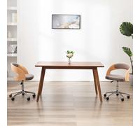 Vidaxl Chaise Pivotante De Salle À Manger Taupe Bois Courbé Et Tissu Gris