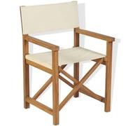 Chaise Pliable de Metteur en Scène Chaise de Jardin Chaise de Patio Meuble de Terrasse Extérieur Camping Marron et Crème Bois de Teck Solide