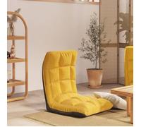 vidaXL Chaise pliable de sol, Jaune moutarde Tissu