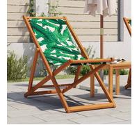 vidaXL Chaise pliable plage motif de feuilles bois d'eucalyptus/tissu, chaise longue, chaise d'extérieur, siège d'extérieur, 366566