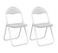vidaXL Chaise pliante 2 pcs Blanc 48 x 43,5 x 81 cm Simili cuir