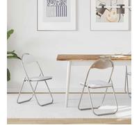 vidaXL Chaise pliante 2 pcs Blanc et Gris 48 x 43,5 x 81 cm, Chaise de Salle à Manger Moderne, Pliable, Siège Compact, Cuir Synthétique, Rembourrée en Mousse, Confortable, Gain de Place, Rangement Fac