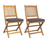 Chaises De Jardin Pliantes Vidaxl Avec Coussin Gris 2pcs En Bois D'acacia Massif