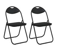 vidaXL Chaise Pliante 2 pcs Noir 48 x 43,5 x 81 cm Simili Cuir, Chaise compacte, Moderne, Portable, Gain de Place pour Salle à Manger, Classe, Salon, légère, Durable, Polyvalente