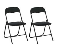 vidaXL Chaise Pliante 2 pcs Noir 48 x 44 x 78 cm Velours, Chaise à Manger stylée, Pliable pour Gagner de l'espace, Tissu Velours, Design Compact, Portable et élégant