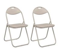 vidaXL Chaise Pliante 2 pcs Sable 48 x 43,5 x 81 cm Simili Cuir, Chaise compacte, Moderne, Portable, Gain de Place pour Salle à Manger, Classe, Salon, légère, Durable, Polyvalente