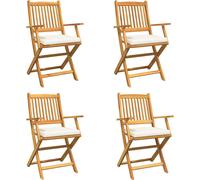 vidaXL Chaise pliante 4 pcs Blanc 49 x 57,5 x 92 cm Bois massif Acacia