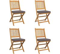 vidaXL Chaise pliante 4 pcs Gris 49 x 57,5 x 92 cm Bois massif Acacia