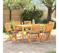 Chaises De Jardin Pliantes Vidaxl Avec Coussin Gris 6 Pièces En Bois D'acacia Massif