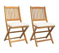 Chaises De Jardin Pliantes Vidaxl Avec Coussin Blanc 2pcs En Bois D'acacia Solide