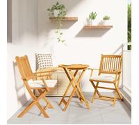 vidaXL – Chaises de jardin pliantes – avec coussin blanc – en bois d'acacia solide – 2 pièces