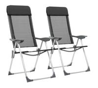 vidaXL Chaise pliante de camping 2 pcs Noir Aluminium