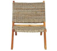 vidaXL Chaise relax rotin Kubu naturel et bois massif acajou