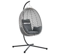vidaXL Chaise Suspendue Anthracite et Gris 104 x 100 x 191 cm, Chaise œuf Ergonomique, mobilier de Patio, transat Pliable, balançoire Durable, siège détente en rotin