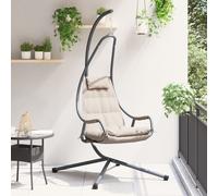 Vidaxl Chaise Suspendue Avec Support Et Coussin Taupe Acier