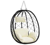 vidaXL Chaise Suspendue Blanc crème 91,5 x 60 x 110 cm polyrotin, Chaise Pliante Ergonomique, balançoire Moderne, œuf Suspendu, siège de détente pour Balcon
