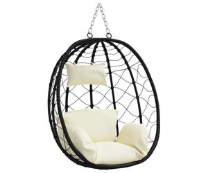 vidaXL Chaise Suspendue Blanc crème 91,5 x 60 x 110 cm polyrotin, Chaise Pliante Ergonomique, balançoire Moderne, œuf Suspendu, siège de détente pour Balcon