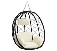 vidaXL Chaise Suspendue Blanc crème 91,5 x 60 x 110 cm polyrotin, Fauteuil œuf Ergonomique pour Salon, balançoire compacte, Chaise Jardin Moderne, Durable et relaxante