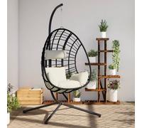 Vidaxl Chaise Suspendue En Forme D'?uf Et Support Beige Rotin Et Acier