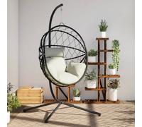 Vidaxl Chaise Suspendue En Forme D'?uf Et Support Beige Rotin Et Acier