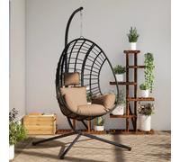 Vidaxl Chaise Suspendue En Forme D'?uf Et Support Taupe Rotin Et Acier