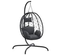Chaise Suspendue en Forme d'Ouf avec Coussin, Fauteuil à Bascule avec Oreiller, Siège Rembourré de Jardin, Moderne, Anthracite Résine Tressée