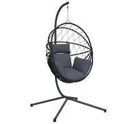 vidaXL Chaise Suspendue en Forme d'œuf avec Support Anthracite, Chaise œufs, Chaise œufs pivotante, Chaise à balançoire avec Support