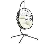 vidaXL Chaise suspendue en forme d'œuf – Support beige en rotin et acier