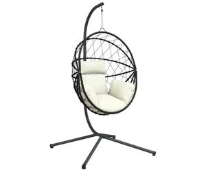 vidaXL Chaise Suspendue en Forme d'œuf et Support Beige rotin et Acier