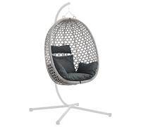 vidaXL Chaise suspendue type œuf sans support anthracite et gris, siège moderne pour salon, chaise œuf résistant aux intempéries, hamac ovale, balançoire confortable pour se détendre
