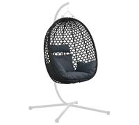 vidaXL Chaise suspendue type œuf sans support anthracite et noir, siège moderne pour salon, chaise œuf résistant aux intempéries, hamac ovale, balançoire confortable pour se détendre