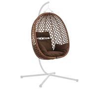 vidaXL Chaise suspendue type œuf sans support Café 92 x 57,5 x 110 cm, siège moderne pour salon, chaise œuf résistant aux intempéries, hamac ovale, balançoire confortable pour se détendre
