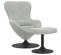 vidaXL Fauteuil œuf pivotant avec pouf – velours gris clair – moderne