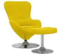 vidaXL Chaise Œuf avec Pouf Jaune Velours | Ambiance moderne avec des lignes fluides, Coussins tout doux pour se détendre, Support pour les jambes comme il faut