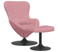 vidaXL Chaise Œuf avec Pouf Rose 63 x 73 x 90 cm Velours, Fauteuil Moderne, Siège Élégant, Velours, Confortable, Pivotant pour Détente à la Maison