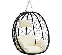 vidaXL Chaise œuf suspendue blanc crème 91.5 x 60 x 110 cm Poly-Rotin