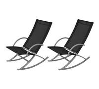 vidaXL Chaises à bascule de jardin 2 pcs Acier et textilène Noir
