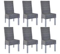 vidaXL Chaises à d?ner 6 pcs Gris Rotin Kubu et bois de manguier