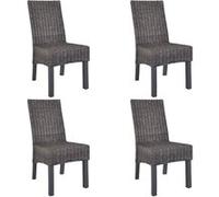 vidaXL Chaises à dîner 4 pcs Marron Rotin Kubu et bois de manguier Marron G