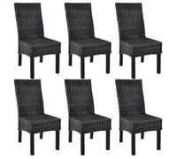 vidaXL Chaises à dîner 6 pcs Noir Rotin Kubu et bois de manguier