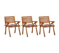 Vidaxl Chaises À Dîner De Jardin Avec Coussins 3 Pcs Acacia Massif