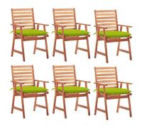 Lot de 6 Chaises à Manger d'Extérieur avec Coussins Siège Acacia Massif vidaXL