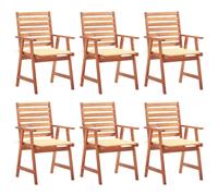 Vidaxl Chaises À Dîner D'extérieur 6 Pcs Avec Coussins Acacia Massif