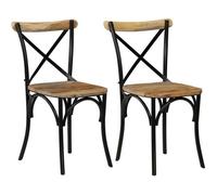 vidaXL Chaises à dossier croisé 2 pcs Noir Bois de manguier solide