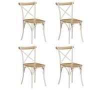 Chaises À Dossier Croisé 4 Pcs Blanc Bois De Manguier Massif - Vidaxl Blanc