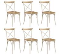 vidaXL Chaises à dossier croisé 6 pcs Blanc Bois de manguier massif