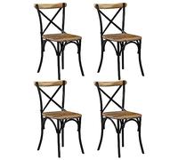 vidaXL Chaises à dossier croisé Lot de 4 noir bois de manguier massif