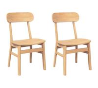 vidaXL Chaises à manger bois massif caoutchouc non pliables H. 81,5 cm – Lot de 2